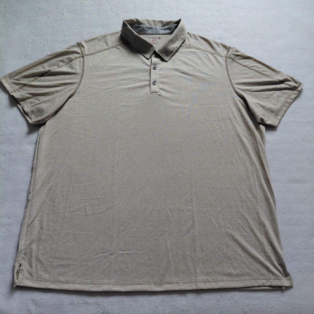 Swiss Tech Polo Shirt Mens 3XL Beige Heather Stretch Golf SM28Y076B